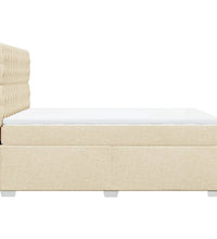 Boxspringbett mit Matratze Creme 140x200 cm Stoff