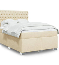 Boxspringbett mit Matratze Creme 140x200 cm Stoff