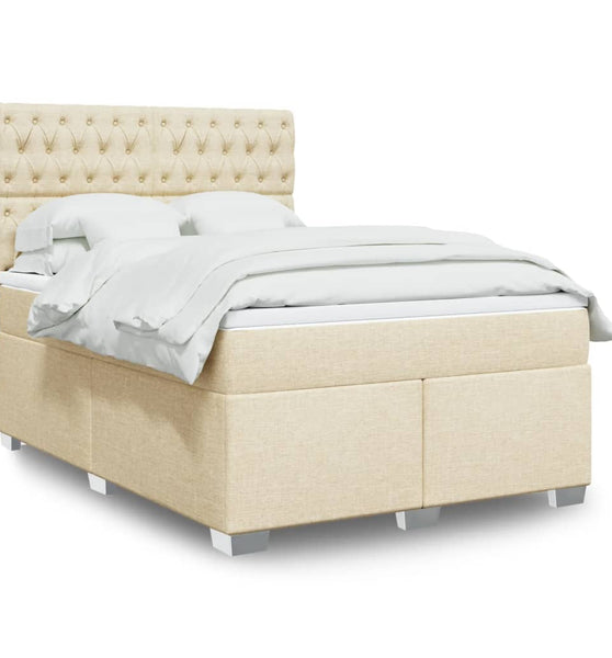 Boxspringbett mit Matratze Creme 140x200 cm Stoff