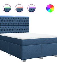 Boxspringbett mit Matratze Blau 140x200 cm Stoff