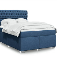 Boxspringbett mit Matratze Blau 140x200 cm Stoff