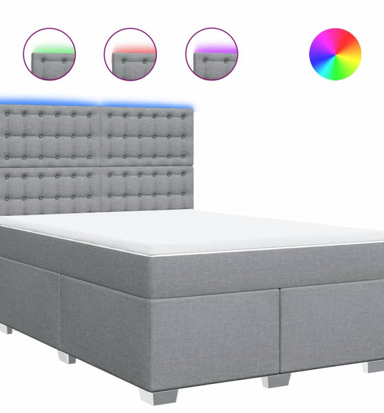 Boxspringbett mit Matratze Hellgrau 140x200 cm Stoff
