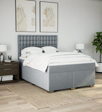 Boxspringbett mit Matratze Hellgrau 140x200 cm Stoff