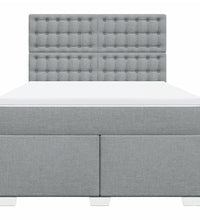 Boxspringbett mit Matratze Hellgrau 140x200 cm Stoff