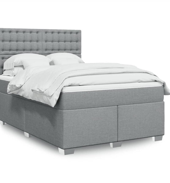 Boxspringbett mit Matratze Hellgrau 140x200 cm Stoff