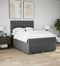 Boxspringbett mit Matratze Dunkelgrau 140x200 cm Stoff