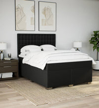 Boxspringbett mit Matratze Schwarz 140x200 cm Stoff
