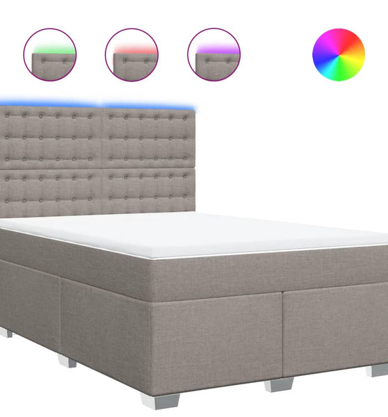 Boxspringbett mit Matratze Taupe 140x200 cm Stoff