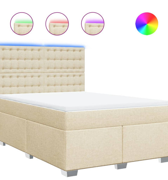 Boxspringbett mit Matratze Creme 140x200 cm Stoff