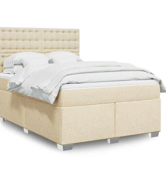 Boxspringbett mit Matratze Creme 140x200 cm Stoff