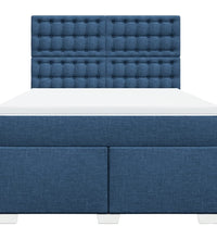 Boxspringbett mit Matratze Blau 140x200 cm Stoff
