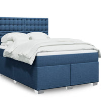 Boxspringbett mit Matratze Blau 140x200 cm Stoff