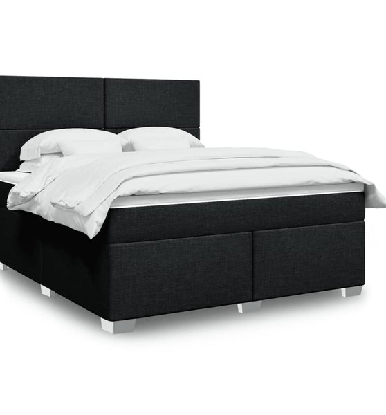 Boxspringbett mit Matratze Schwarz 180x200 cm Stoff