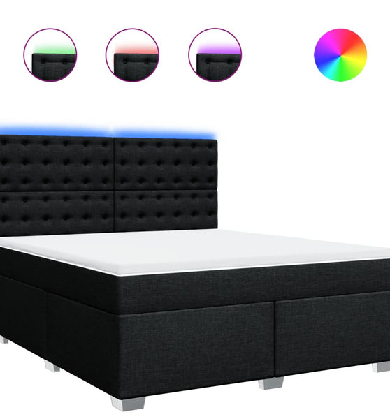 Boxspringbett mit Matratze Schwarz 180x200 cm Stoff