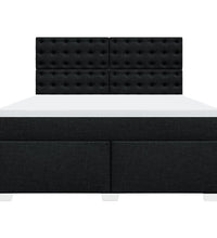 Boxspringbett mit Matratze Schwarz 180x200 cm Stoff