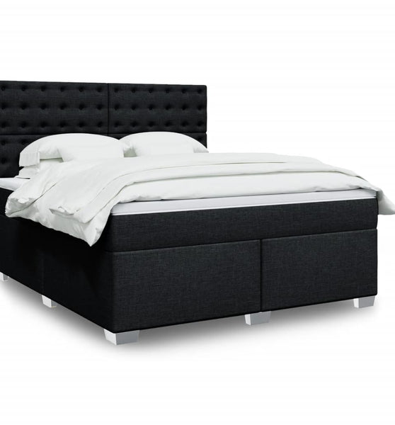 Boxspringbett mit Matratze Schwarz 180x200 cm Stoff