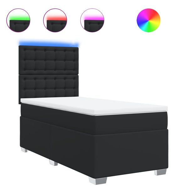 Boxspringbett mit Matratze Schwarz 80x200 cm Kunstleder