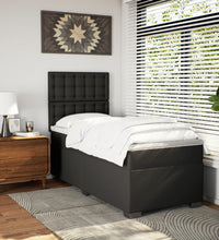 Boxspringbett mit Matratze Schwarz 80x200 cm Kunstleder