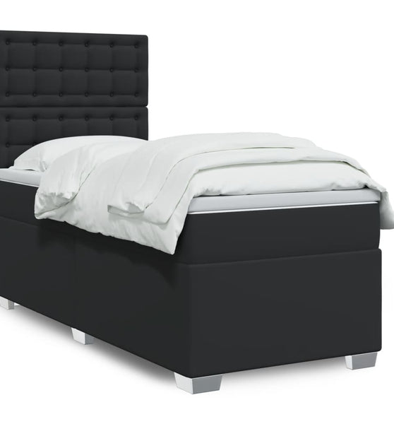 Boxspringbett mit Matratze Schwarz 80x200 cm Kunstleder