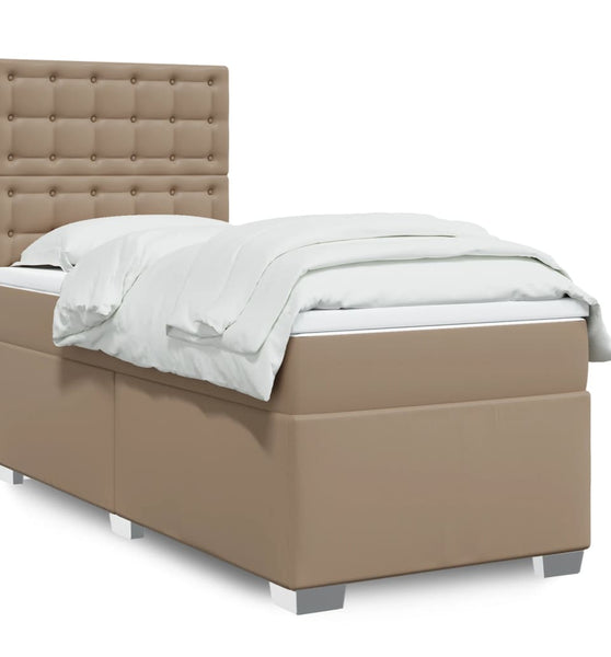 Boxspringbett mit Matratze Cappuccino-Braun 80x200cm Kunstleder