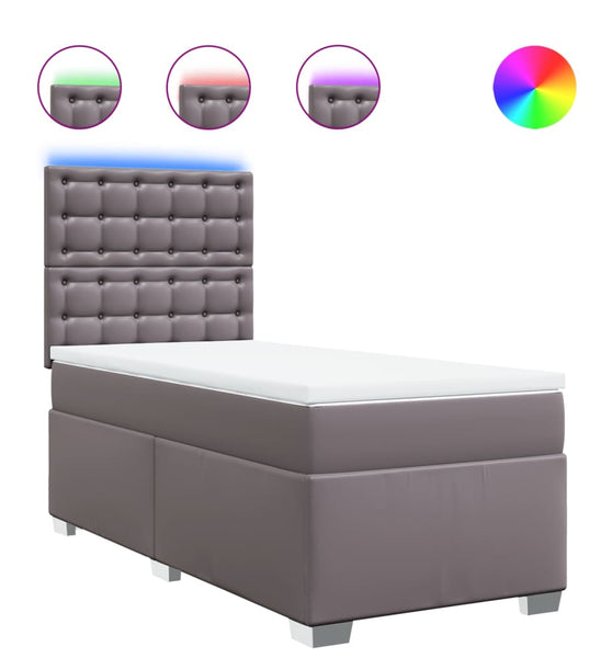 Boxspringbett mit Matratze Grau 90x190 cm Kunstleder