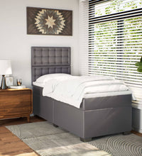 Boxspringbett mit Matratze Grau 90x190 cm Kunstleder