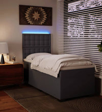 Boxspringbett mit Matratze Grau 90x190 cm Kunstleder