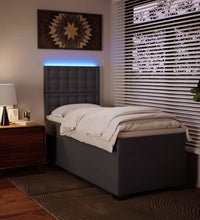 Boxspringbett mit Matratze Grau 90x200 cm Kunstleder