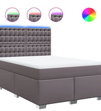 Boxspringbett mit Matratze Grau 140x200 cm Kunstleder