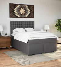 Boxspringbett mit Matratze Grau 140x200 cm Kunstleder