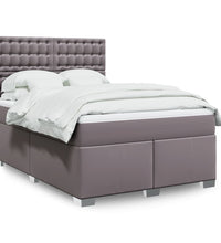 Boxspringbett mit Matratze Grau 140x200 cm Kunstleder