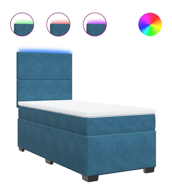 Boxspringbett mit Matratze Blau 80x200 cm Samt