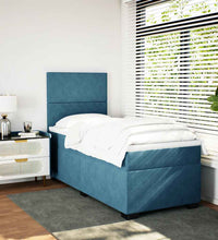 Boxspringbett mit Matratze Blau 80x200 cm Samt