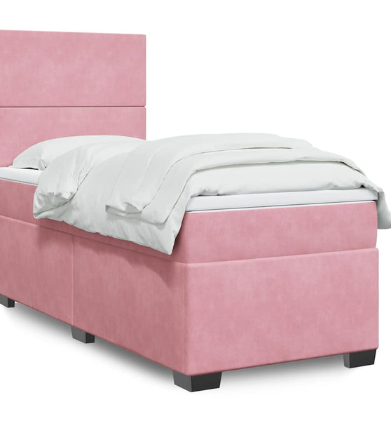 Boxspringbett mit Matratze Rosa 80x200 cm Samt