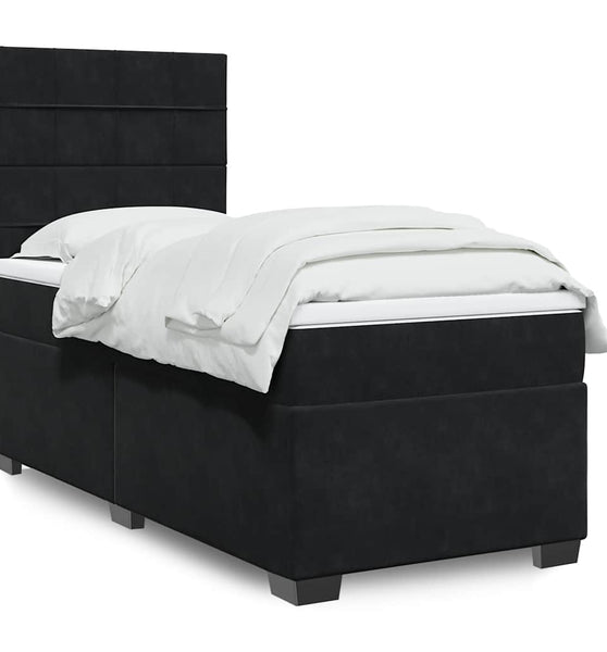 Boxspringbett mit Matratze Schwarz 80x200 cm Samt
