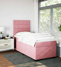 Boxspringbett mit Matratze Rosa 80x200 cm Samt
