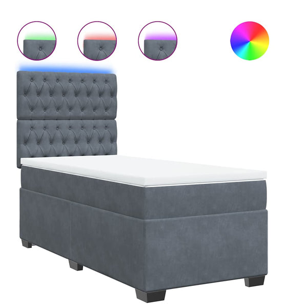 Boxspringbett mit Matratze Dunkelgrau 80x200 cm Samt