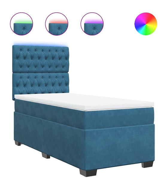 Boxspringbett mit Matratze Blau 80x200 cm Samt