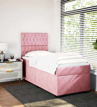 Boxspringbett mit Matratze Rosa 80x200 cm Samt