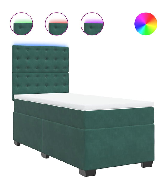 Boxspringbett mit Matratze Dunkelgrün 80x200 cm Samt