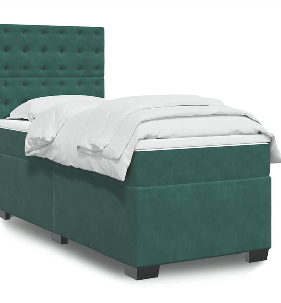 Boxspringbett mit Matratze Dunkelgrün 80x200 cm Samt