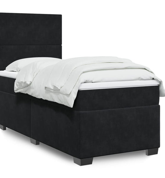 Boxspringbett mit Matratze Schwarz 90x190 cm Samt