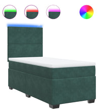 Boxspringbett mit Matratze Dunkelgrün 90x190 cm Samt