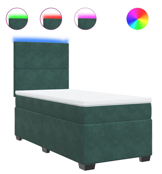 Boxspringbett mit Matratze Dunkelgrün 90x190 cm Samt