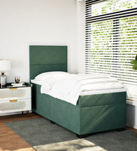 Boxspringbett mit Matratze Dunkelgrün 90x190 cm Samt