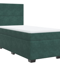 Boxspringbett mit Matratze Dunkelgrün 90x190 cm Samt
