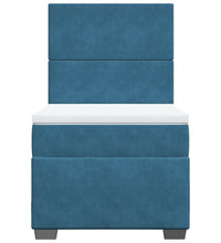 Boxspringbett mit Matratze Blau 90x190 cm Samt
