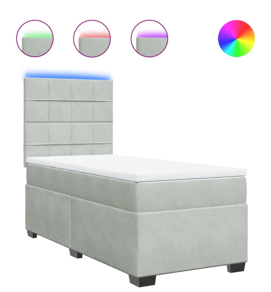 Boxspringbett mit Matratze Hellgrau 90x190 cm Samt