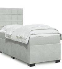 Boxspringbett mit Matratze Hellgrau 90x190 cm Samt