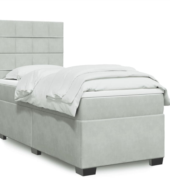 Boxspringbett mit Matratze Hellgrau 90x190 cm Samt